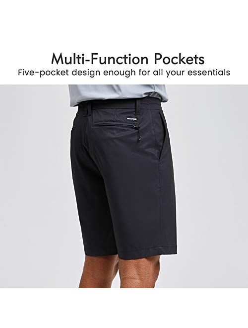 MaaMgic Men's Slim-fit Golf Shorts 9" Inseam Amphibious Casual Shorts Stretch Quick Dry Daily Casual Wear