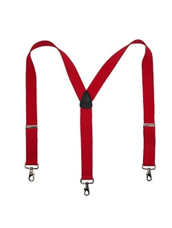 CTM Men's Elastic Solid Color Suspender with Metal Swivel Hook Clip End