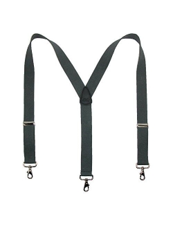 CTM Men's Elastic Solid Color Suspender with Metal Swivel Hook Clip End