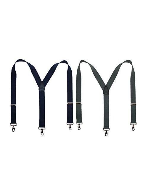 CTM Men's Elastic Solid Color Suspender with Metal Swivel Hook Clip End