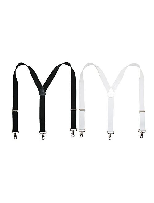 CTM Men's Elastic Solid Color Suspender with Metal Swivel Hook Clip End