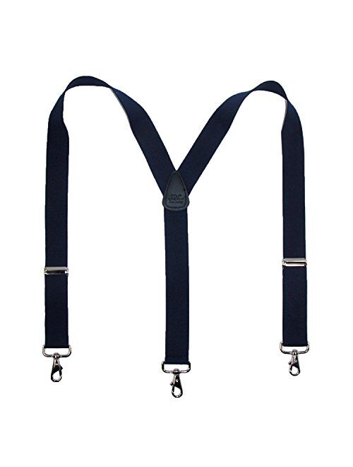 CTM Men's Elastic Solid Color Suspender with Metal Swivel Hook Clip End