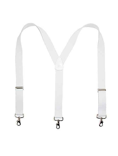 CTM Men's Elastic Solid Color Suspender with Metal Swivel Hook Clip End