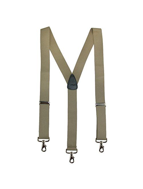 CTM Men's Elastic Solid Color Suspender with Metal Swivel Hook Clip End