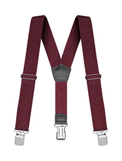 Buyless Fashion Heavy Duty Textured Suspenders for Men - 48" Adjustable Straps 1 1/2" - Y Shape