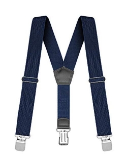 Buyless Fashion Heavy Duty Textured Suspenders for Men - 48" Adjustable Straps 1 1/2" - Y Shape