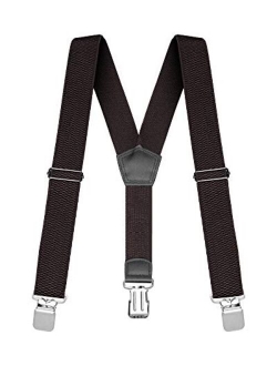 Buyless Fashion Heavy Duty Textured Suspenders for Men - 48" Adjustable Straps 1 1/2" - Y Shape