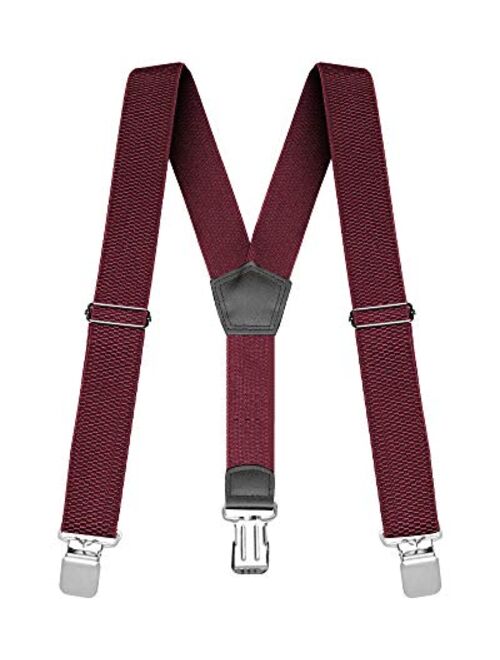 Buyless Fashion Heavy Duty Textured Suspenders for Men - 48" Adjustable Straps 1 1/2" - Y Shape