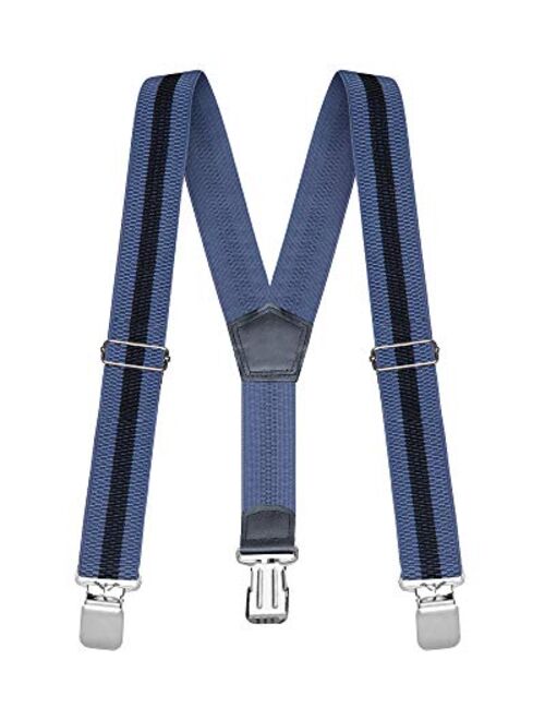 Buyless Fashion Heavy Duty Textured Suspenders for Men - 48" Adjustable Straps 1 1/2" - Y Shape