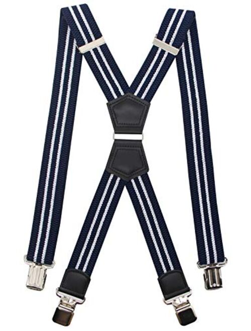 Mens Big Tall Super Strong Clips Wide Suspender X Back Heavy Duty Braces,Pefect For Work&Casual