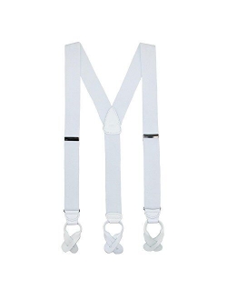 CTM Men's Elastic Button End Dress Suspenders with Silver Hardware