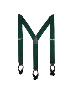 CTM Men's Elastic Button End Dress Suspenders with Silver Hardware