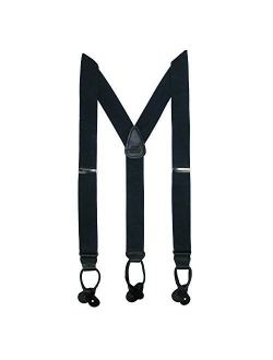 CTM Men's Elastic Button End Dress Suspenders with Silver Hardware