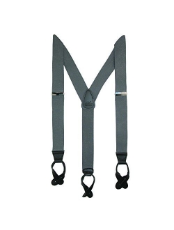 CTM Men's Elastic Button End Dress Suspenders with Silver Hardware