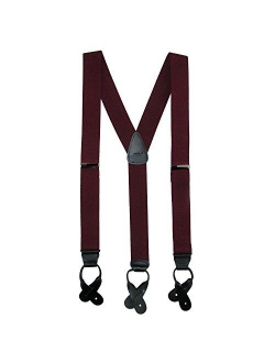 CTM Men's Elastic Button End Dress Suspenders with Silver Hardware