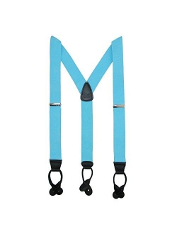 CTM Men's Elastic Button End Dress Suspenders with Silver Hardware