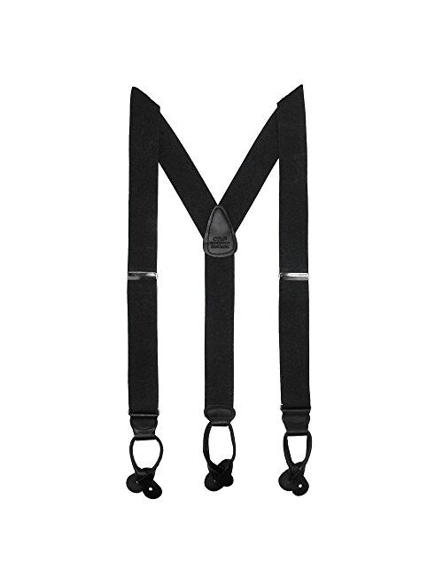 CTM Men's Elastic Button End Dress Suspenders with Silver Hardware