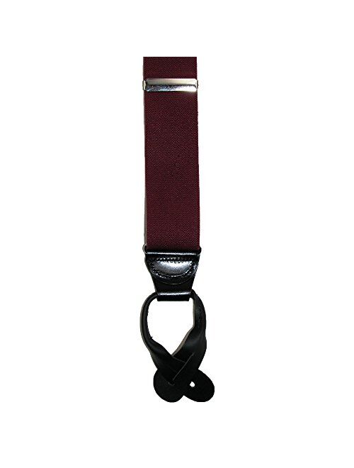 CTM Men's Elastic Button End Dress Suspenders with Silver Hardware