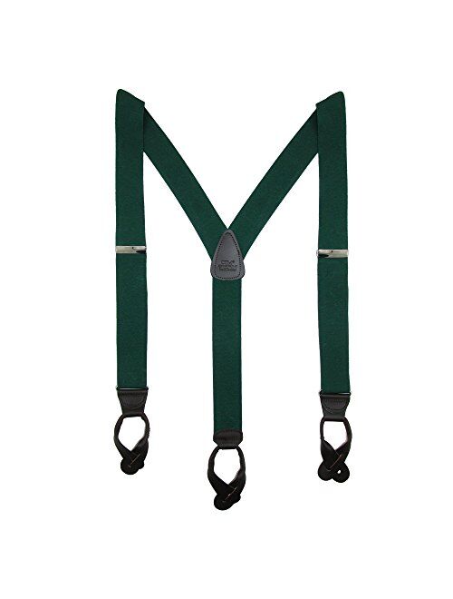 CTM Men's Elastic Button End Dress Suspenders with Silver Hardware