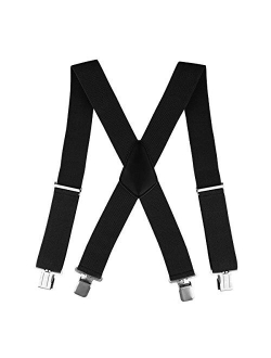 Men's Utility Suspender, Mens Suspenders X Back Braces Adjustable Elastic Suspenders - Solid Straight Clip Suspender