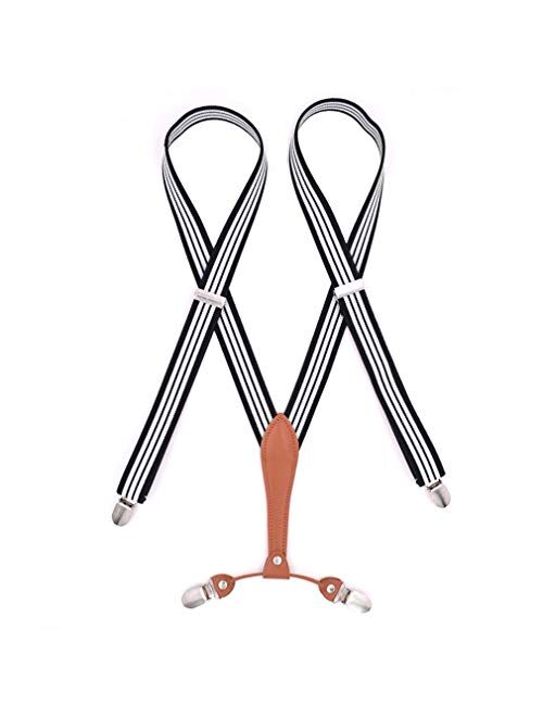 AYOSUSH Elastic Suspenders for Women Thin Y Back 4 Clip Skinny Ladies Suspenders