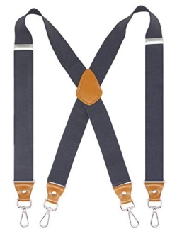 Doloise Men's Suspender Wide Adjustable and Elastic Braces Y Shape with Very Strong Hooks-Heavy Duty