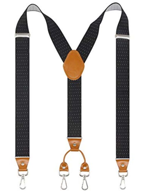 Doloise Men's Suspender Wide Adjustable and Elastic Braces Y Shape with Very Strong Hooks-Heavy Duty