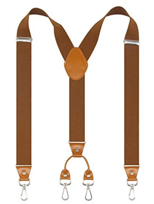 Doloise Men's Suspender Wide Adjustable and Elastic Braces Y Shape with Very Strong Hooks-Heavy Duty