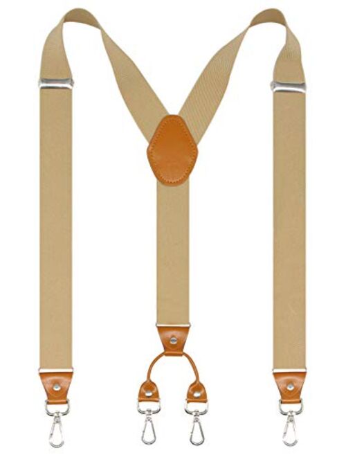 Doloise Men's Suspender Wide Adjustable and Elastic Braces Y Shape with Very Strong Hooks-Heavy Duty