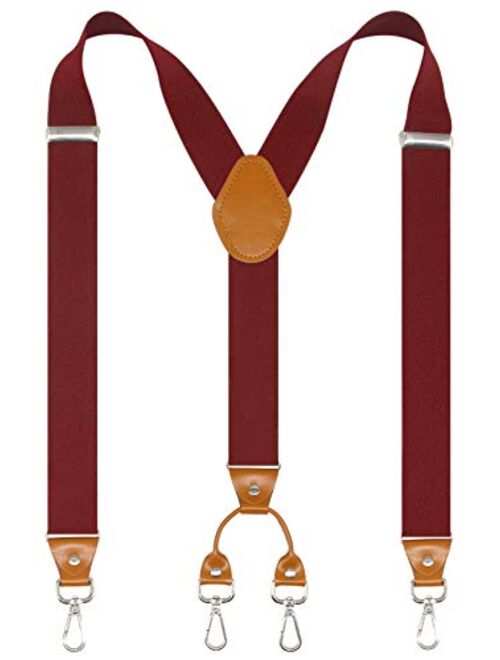 Doloise Men's Suspender Wide Adjustable and Elastic Braces Y Shape with Very Strong Hooks-Heavy Duty