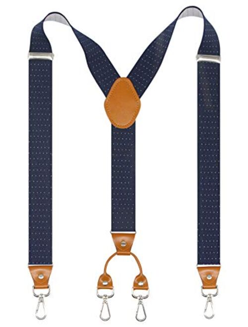 Doloise Men's Suspender Wide Adjustable and Elastic Braces Y Shape with Very Strong Hooks-Heavy Duty