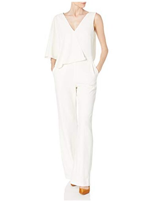 HALSTON Women's Asymmetric Cape Jumpsuit