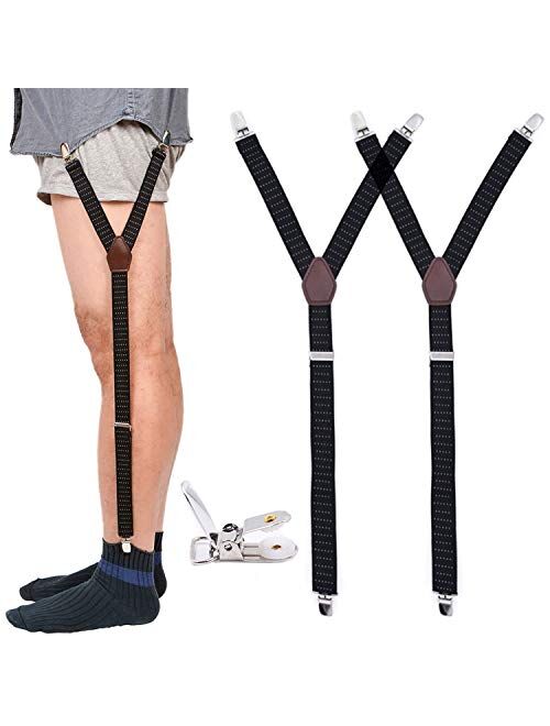 Mens Shirt Stays Military Adjustable Elastic Garter Straps Sock Non-slip Clamps