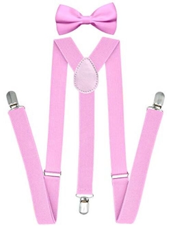 Trilece Suspenders for Men with Bow Tie - Adjustable Size Elastic 1 inch Wide Y Shape Strong Clips