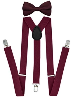 Trilece Suspenders for Men with Bow Tie - Adjustable Size Elastic 1 inch Wide Y Shape Strong Clips