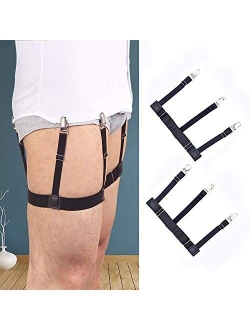 Mens Shirt Stays Shirt Holder Straps Adjustable Elastic Suspenders Garters with Non-slip Locking Clamps Upgraded Version