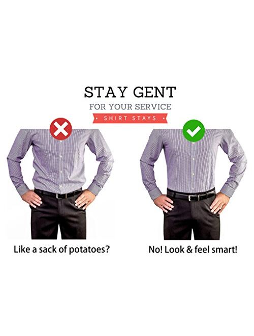 STAY GENT Y-Style Shirt Stays For Men with Non-Slip Locking Clamps and Adjustable Elastic Straps