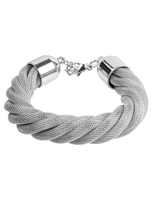 West Coast Jewelry Stainless Steel Twisted Mesh Bracelet