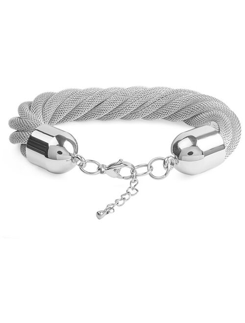 West Coast Jewelry Stainless Steel Twisted Mesh Bracelet