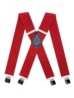 MENDENG Men's 2" Camo Suspenders X Back Elastic Strong Clips Heavy Duty Braces