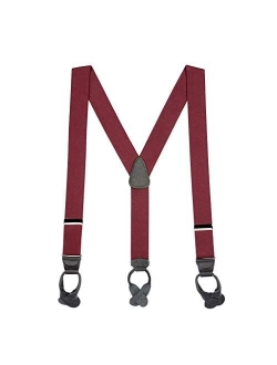 SuspenderStore Men's Solid Color Button Suspenders - 1.5 Inch Wide (3 sizes, 17 colors)