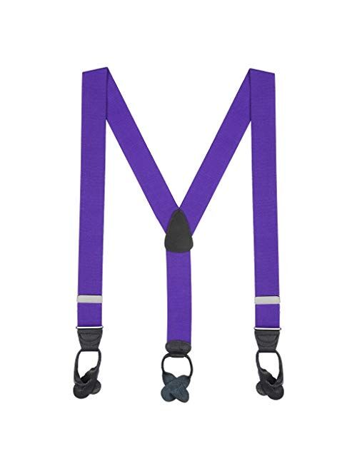 SuspenderStore Men's Solid Color Button Suspenders - 1.5 Inch Wide (3 sizes, 17 colors)