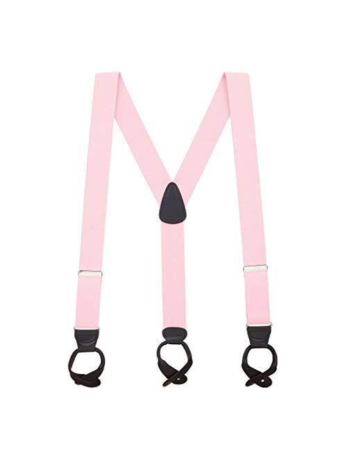 SuspenderStore Men's Solid Color Button Suspenders - 1.5 Inch Wide (3 sizes, 17 colors)