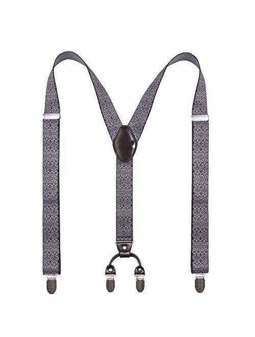 Men 1 1/4" Wide Heavy Duty Y -shape Suspenders For Wedding, Formal Events