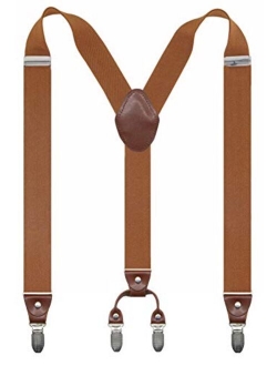 Doloise Mens Suspender Y Back Style with 4 Quality Controlled Clips 1.4 Inch Wide Braces & Heavy Duty