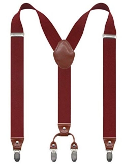 Doloise Mens Suspender Y Back Style with 4 Quality Controlled Clips 1.4 Inch Wide Braces & Heavy Duty