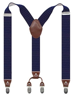 Doloise Mens Suspender Y Back Style with 4 Quality Controlled Clips 1.4 Inch Wide Braces & Heavy Duty