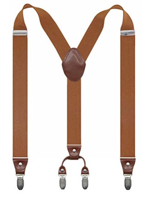 Doloise Mens Suspender Y Back Style with 4 Quality Controlled Clips 1.4 Inch Wide Braces & Heavy Duty