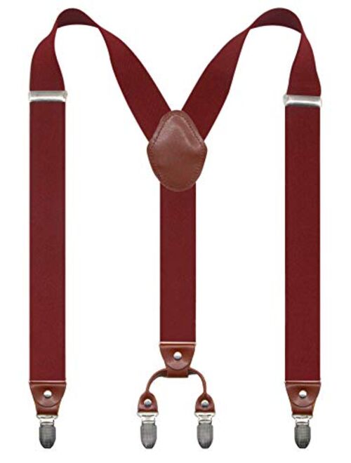 Doloise Mens Suspender Y Back Style with 4 Quality Controlled Clips 1.4 Inch Wide Braces & Heavy Duty