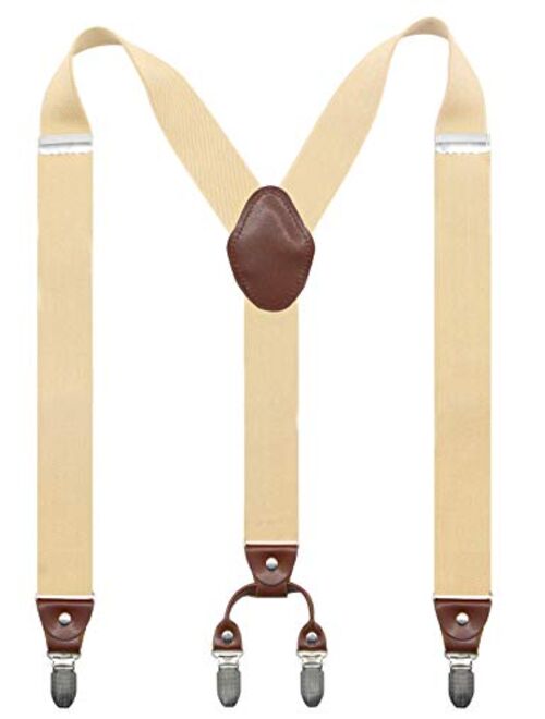 Doloise Mens Suspender Y Back Style with 4 Quality Controlled Clips 1.4 Inch Wide Braces & Heavy Duty